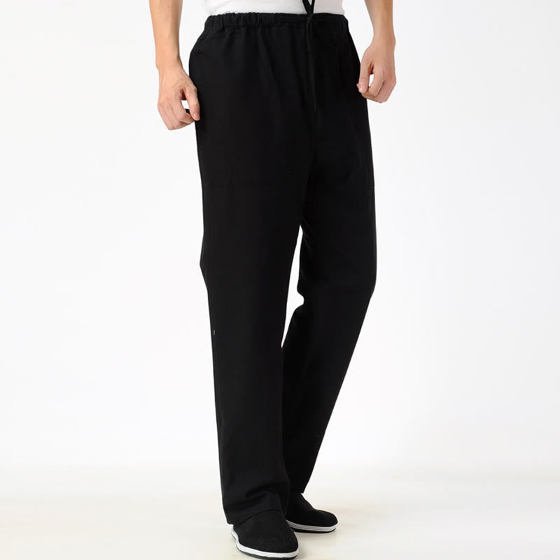 Fall Solid Color Men's Drawstring Pants With Pockets