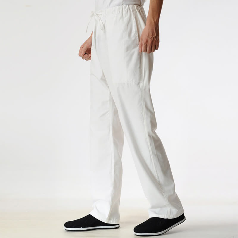 Fall Solid Color Men's Drawstring Pants With Pockets