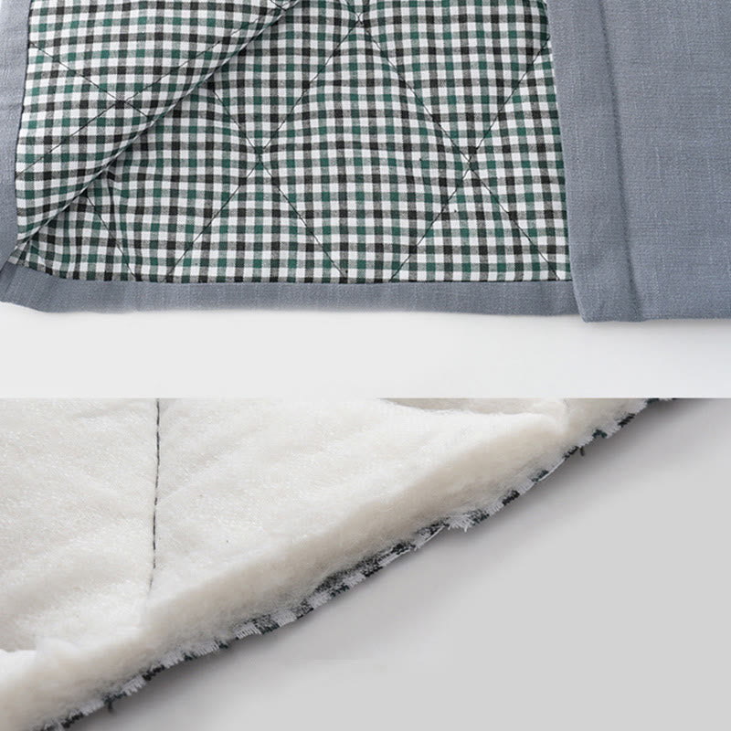 Winter Men's Frog-Button Tang Suit Linen Cotton Fleece Lined Jacket Shirt With Pockets