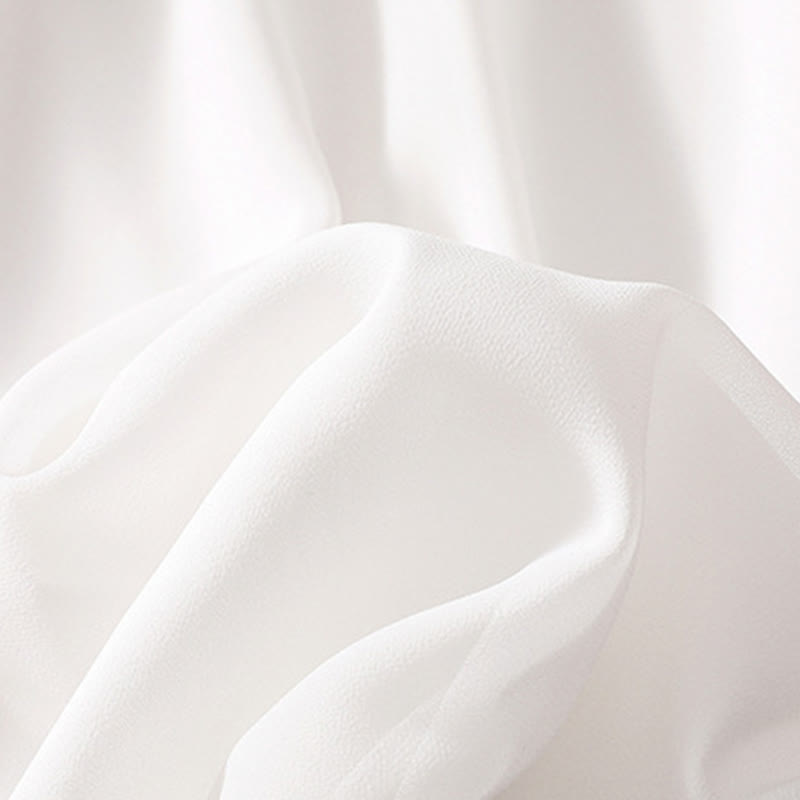 Women's Flower Embroidery Frog-Button Shirt Dress Wide Leg Pants