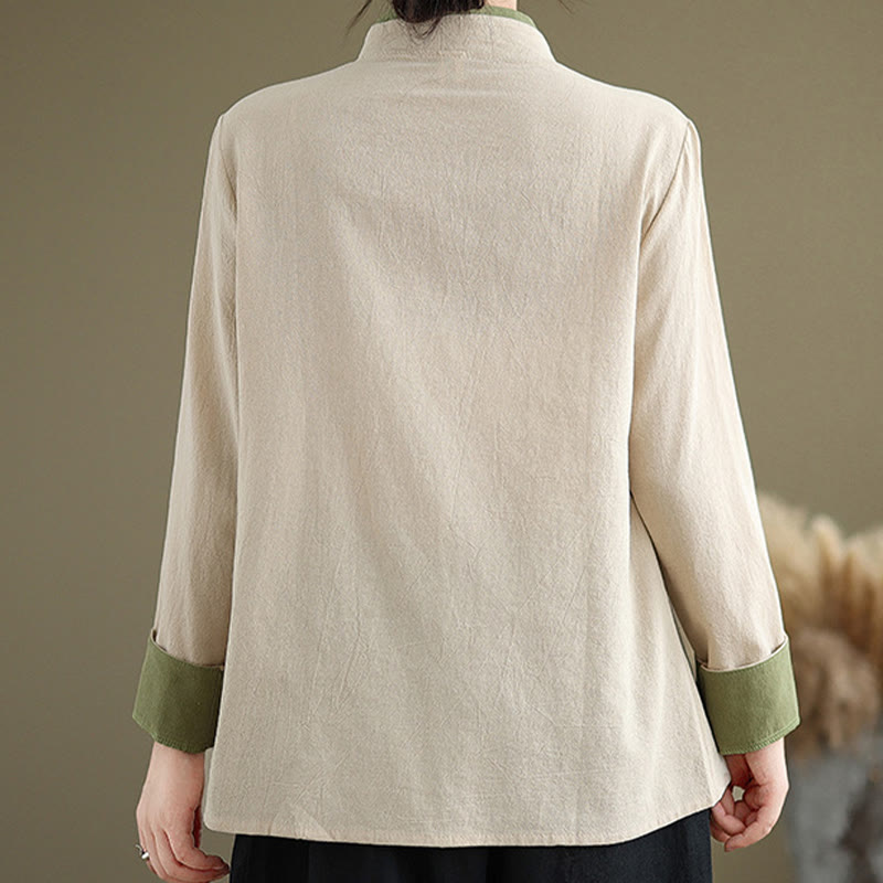 Fall Solid Color Hanfu Long Sleeve Lace Up Women's Shirt