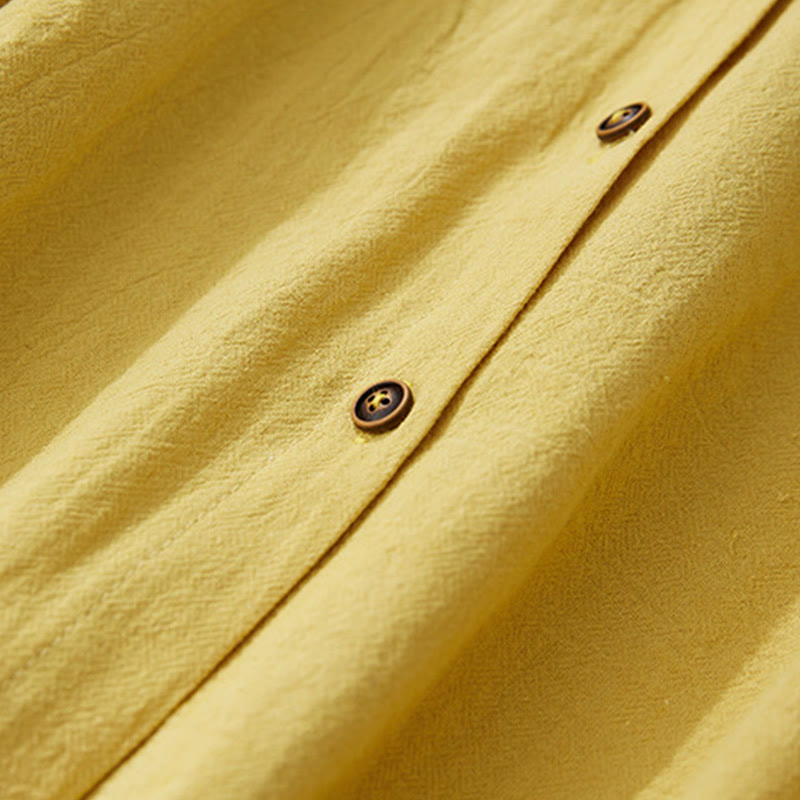 Geometry Embroidery Long Sleeve Button Cotton Linen Women's Shirts