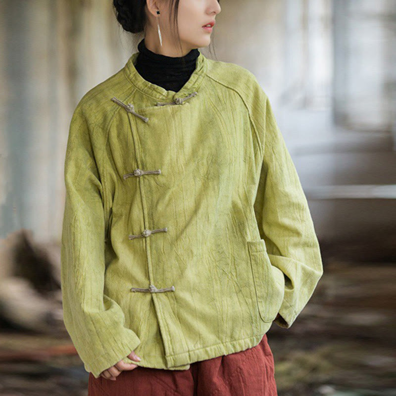 Thermal Ramie Linen Stand Collar Meditation Shirt