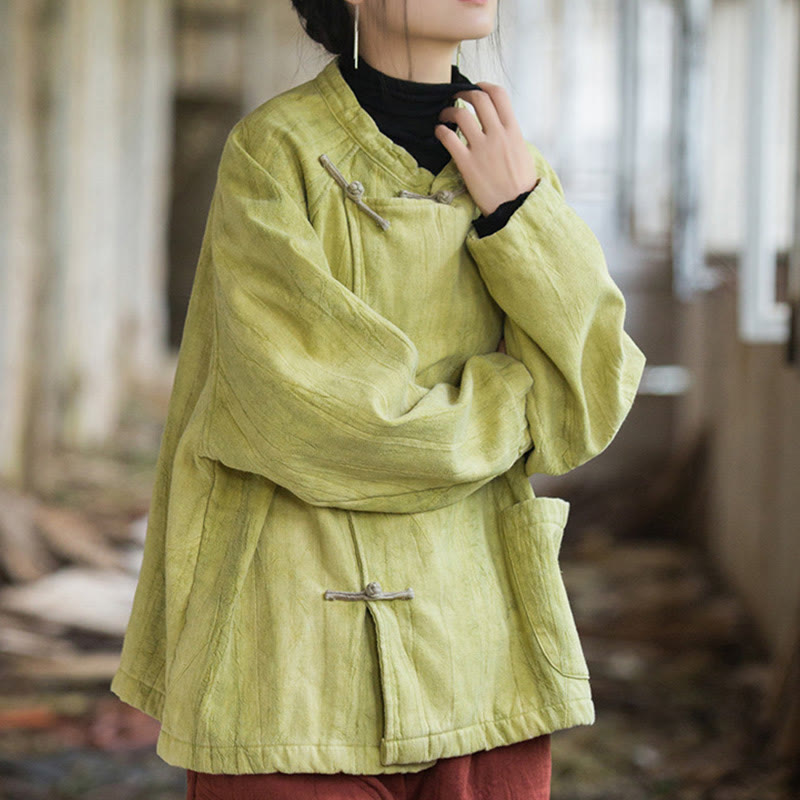 Thermal Ramie Linen Stand Collar Meditation Shirt