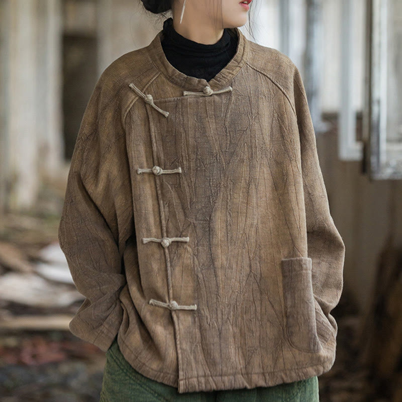 Thermal Ramie Linen Stand Collar Meditation Shirt