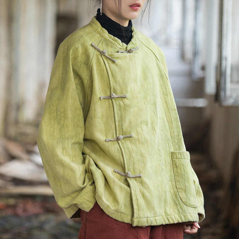 Thermal Ramie Linen Stand Collar Meditation Shirt