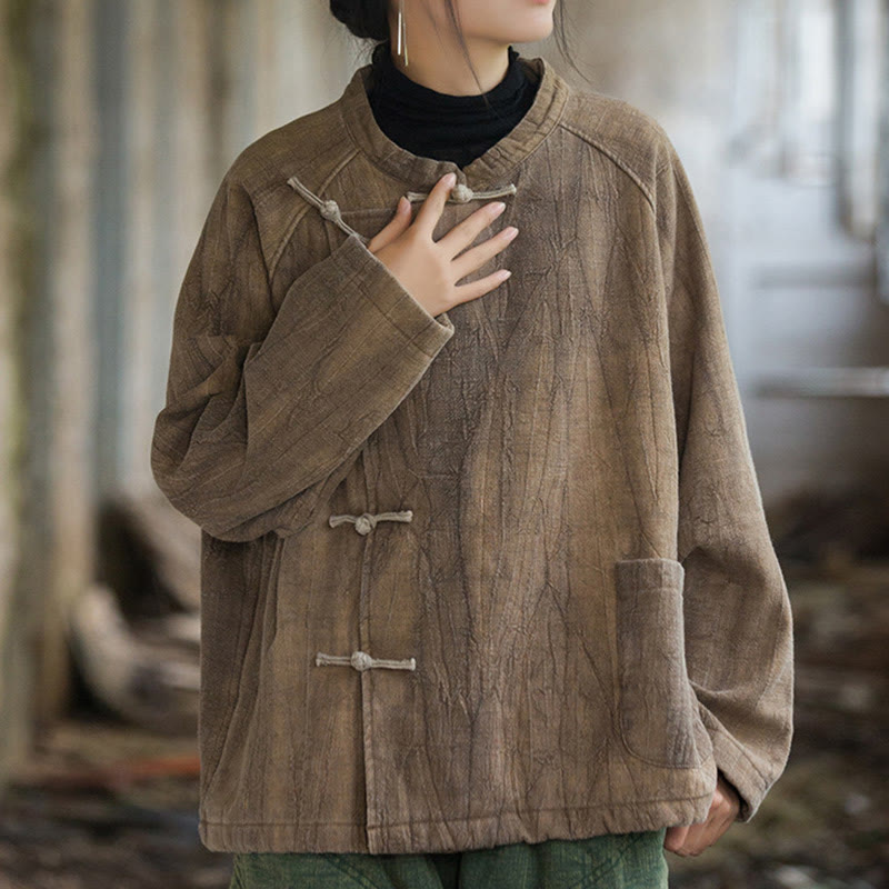 Thermal Ramie Linen Stand Collar Meditation Shirt