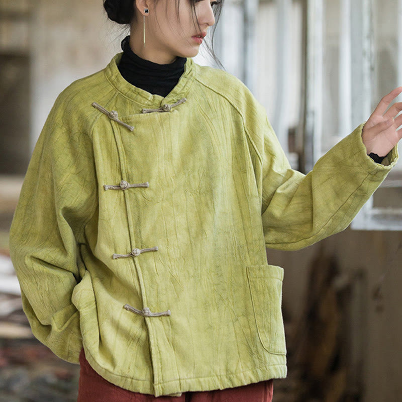 Thermal Ramie Linen Stand Collar Meditation Shirt