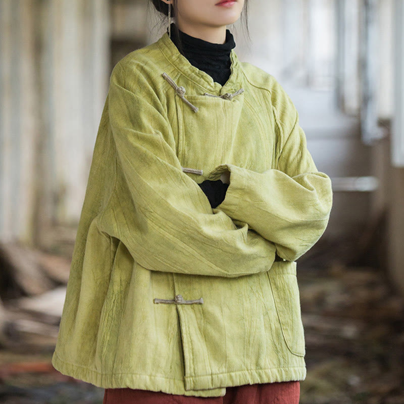Thermal Ramie Linen Stand Collar Meditation Shirt
