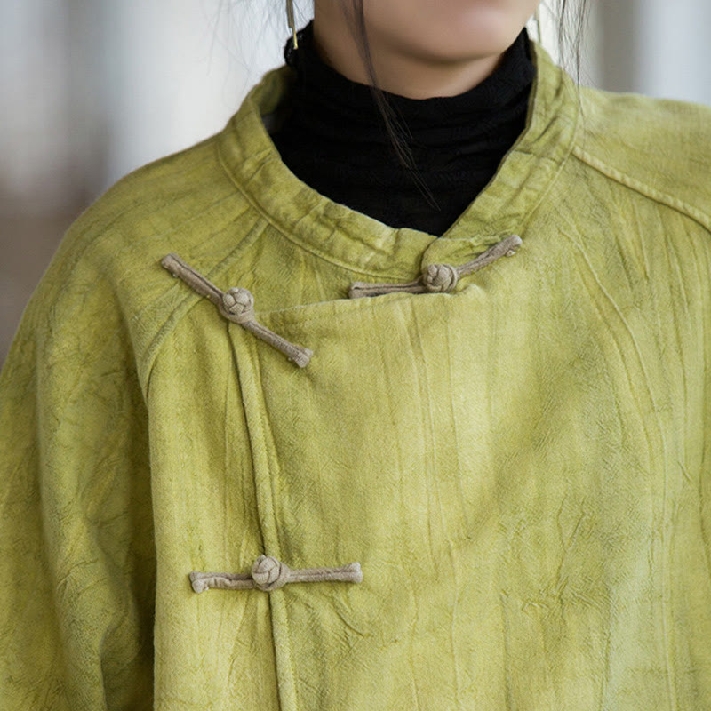 Thermal Ramie Linen Stand Collar Meditation Shirt