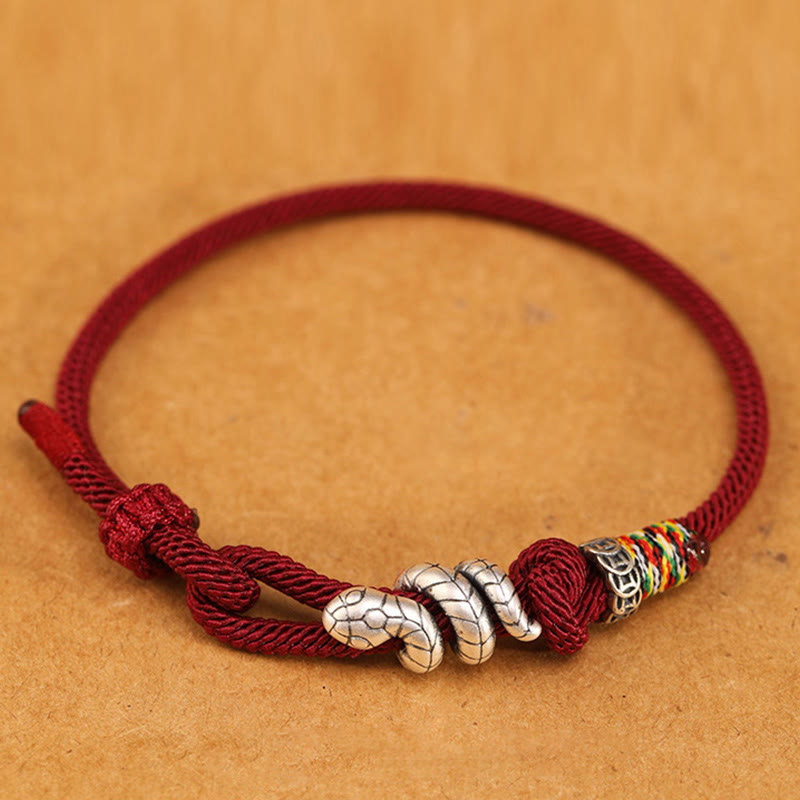 Sterling Silver Year of the Snake Coin Red String Bracelet