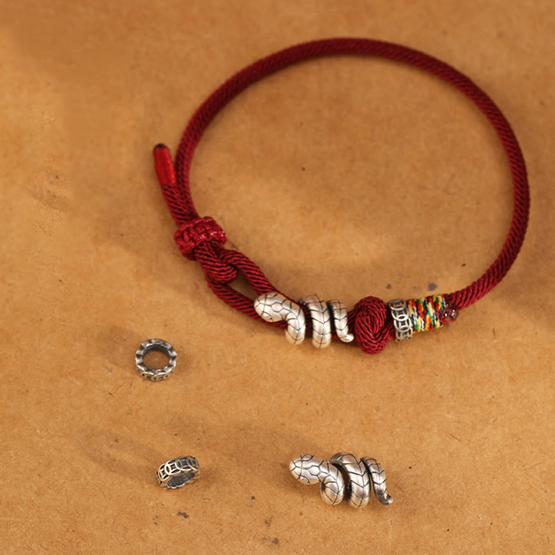 Sterling Silver Year of the Snake Coin Red String Bracelet