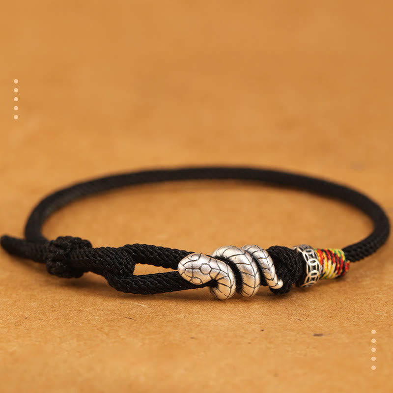Sterling Silver Year of the Snake Coin Red String Bracelet