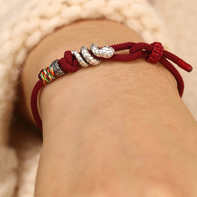 Sterling Silver Year of the Snake Coin Red String Bracelet