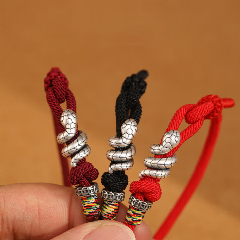 Sterling Silver Year of the Snake Coin Red String Bracelet