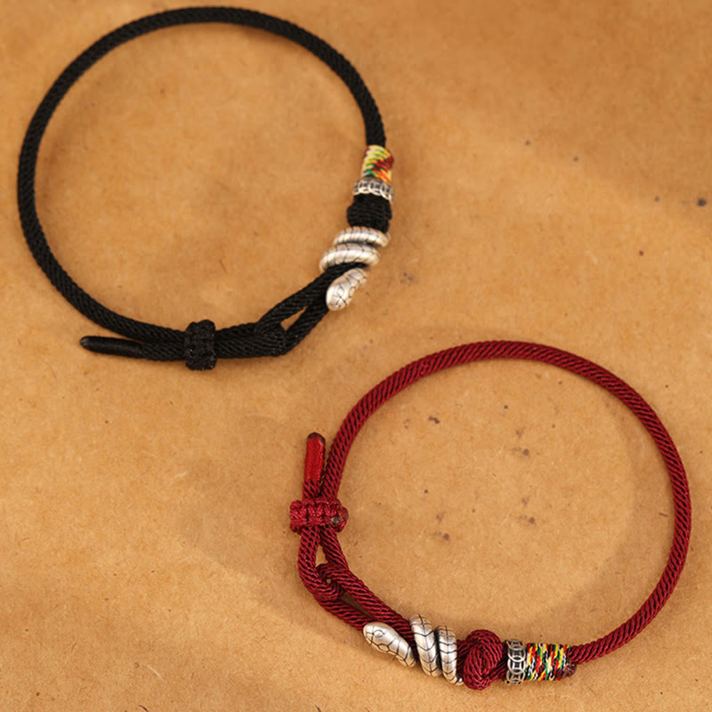 Sterling Silver Year of the Snake Coin Red String Bracelet