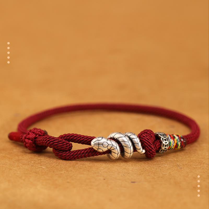 Sterling Silver Year of the Snake Coin Red String Bracelet