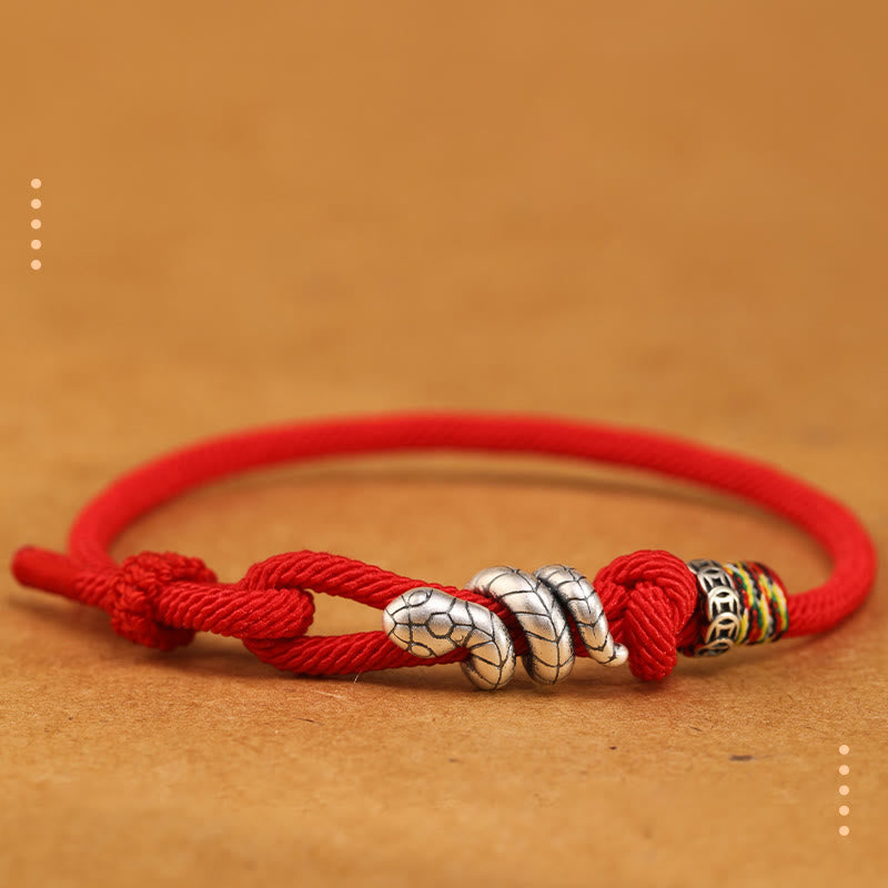 Sterling Silver Year of the Snake Coin Red String Bracelet