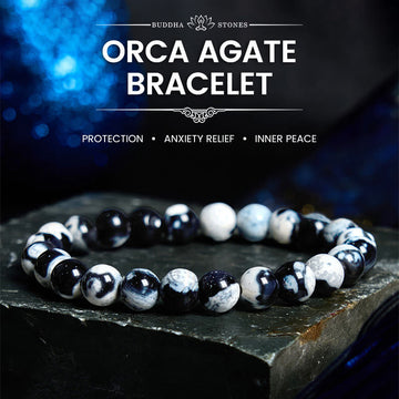 Natural Orca Agate Beaded Bracelet for Emotional Clarity