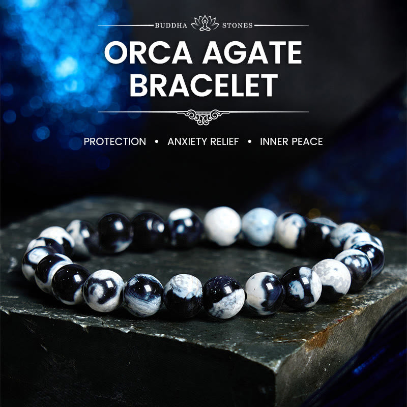 Natural Orca Agate Beaded Bracelet for Emotional Clarity