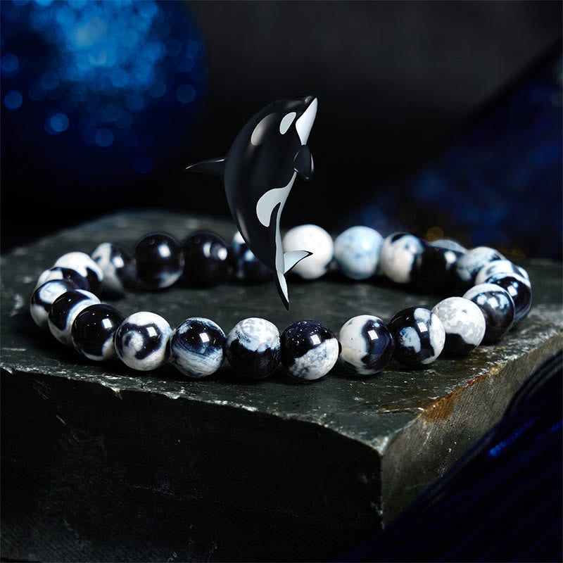 Natural Orca Agate Beaded Bracelet for Emotional Clarity