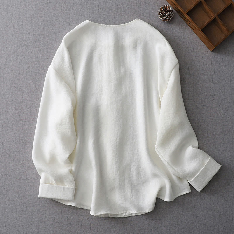 Solid Color Button Long Sleeve Women's Shirt