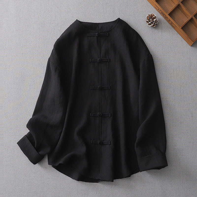 Solid Color Button Long Sleeve Women's Shirt