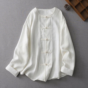 Solid Color Button Long Sleeve Women's Shirt