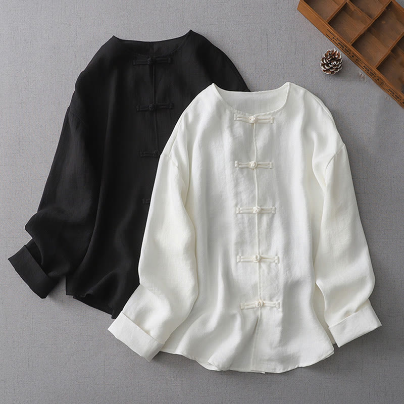 Solid Color Button Long Sleeve Women's Shirt