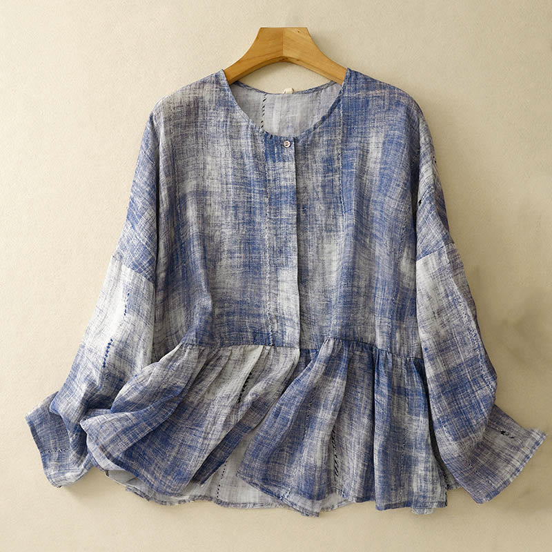 Tie-Dye Button Long Sleeve Cotton Shirt