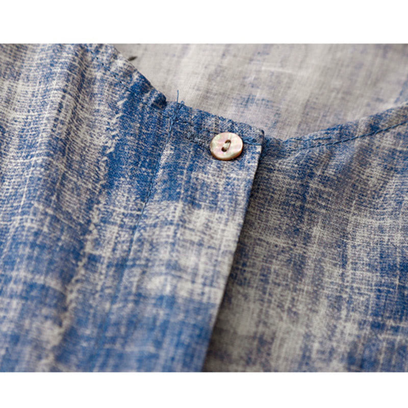 Tie-Dye Button Long Sleeve Cotton Shirt