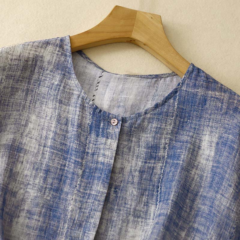 Tie-Dye Button Long Sleeve Cotton Shirt