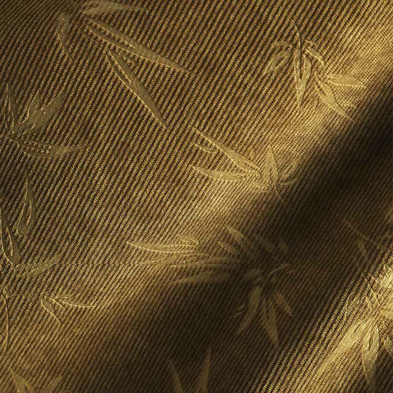 Bamboo Leaves Corduroy Drawstring Cotton Men's Wide Leg Pants With Pockets