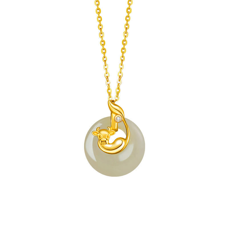 Chinese Zodiac Hetian Jade 925 Sterling Silver Abundance Necklace Pendant