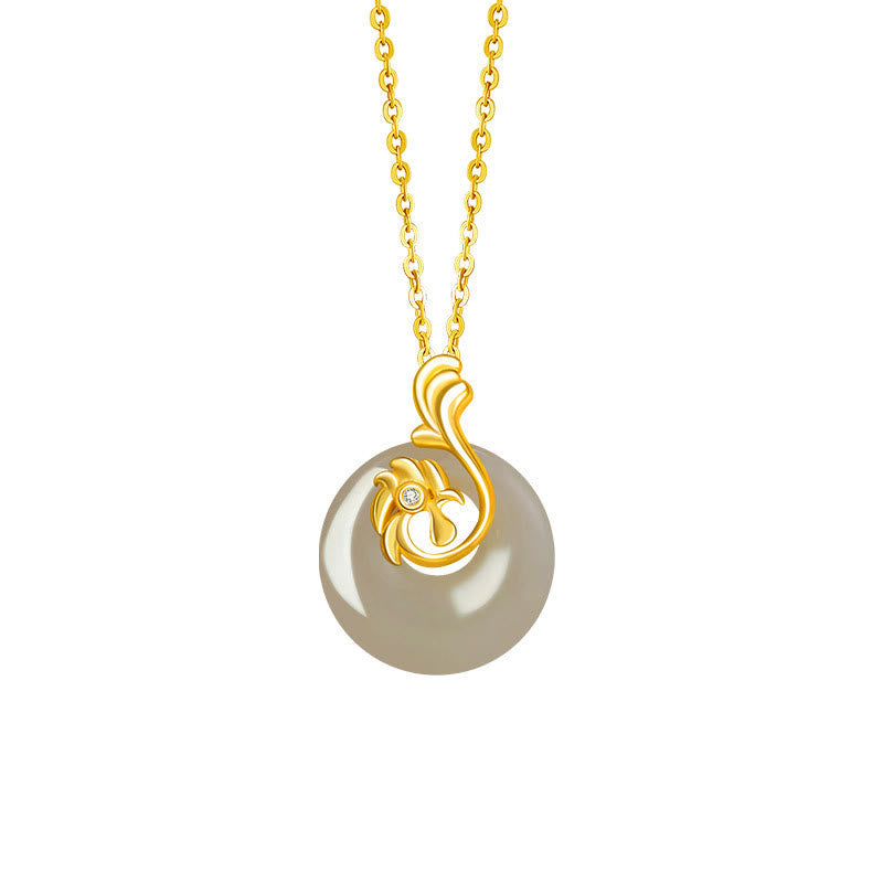 Chinese Zodiac Hetian Jade 925 Sterling Silver Abundance Necklace Pendant