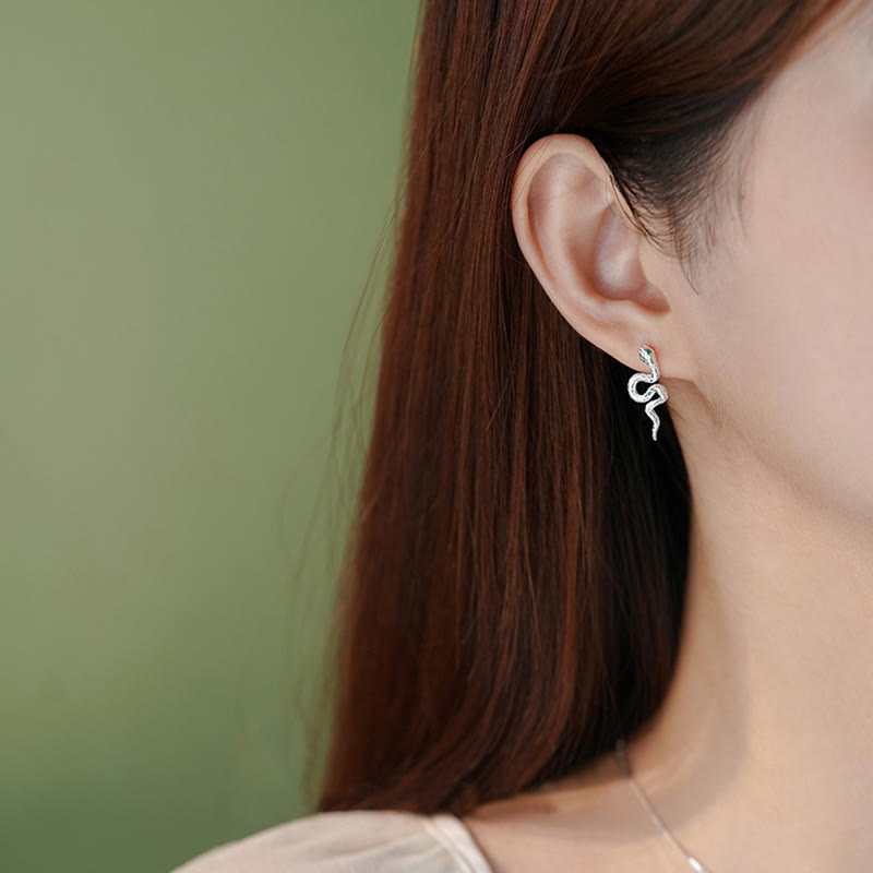 925 Sterling Silver Year of the Snake Balance Necklace Pendant Earrings Set