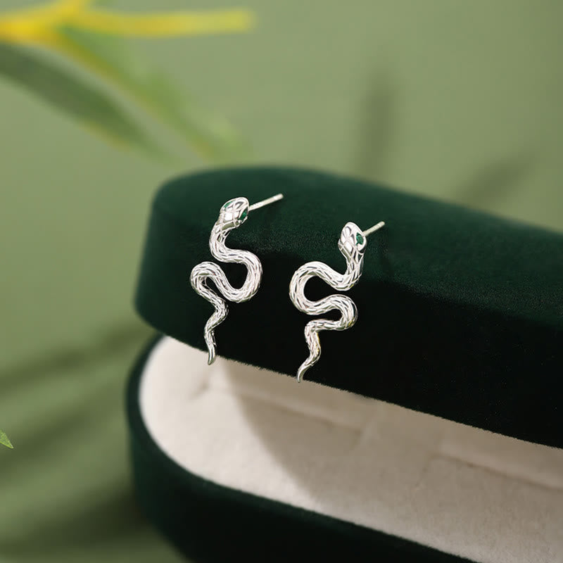 925 Sterling Silver Year of the Snake Balance Necklace Pendant Earrings Set