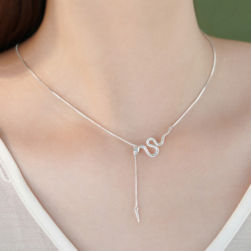 925 Sterling Silver Year of the Snake Balance Necklace Pendant Earrings Set