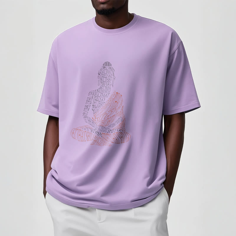 Meditating Buddha Let That Shit Go Pattern Tee T-shirt