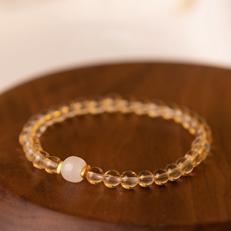 Small Citrine Jade Beads Prosperity Bracelet