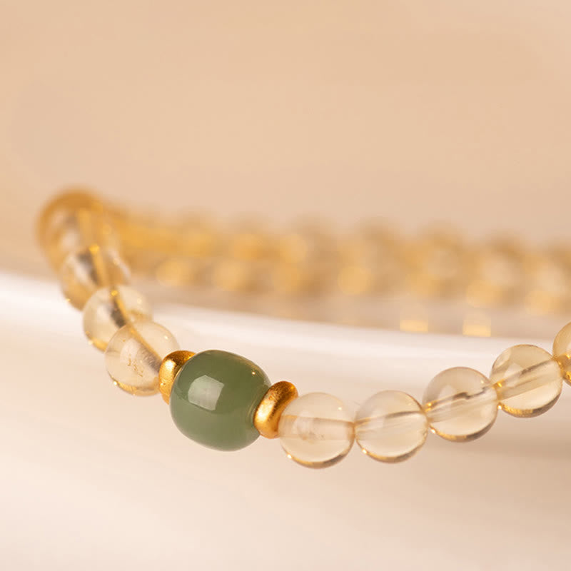 Small Citrine Jade Beads Prosperity Bracelet