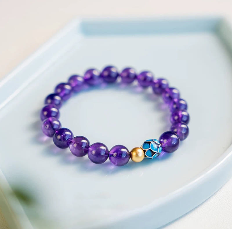 Natural Amethyst Lotus Spiritual Awareness Bracelet