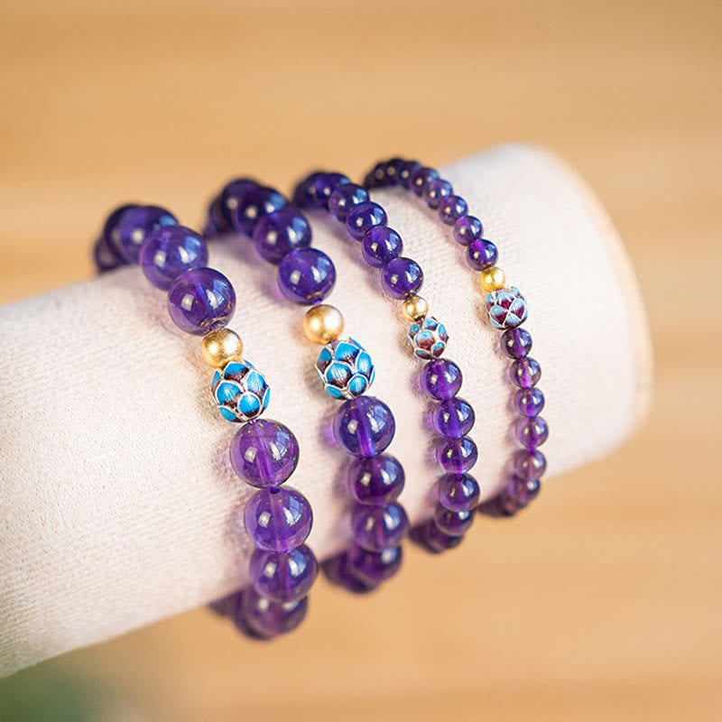Natural Amethyst Lotus Spiritual Awareness Bracelet