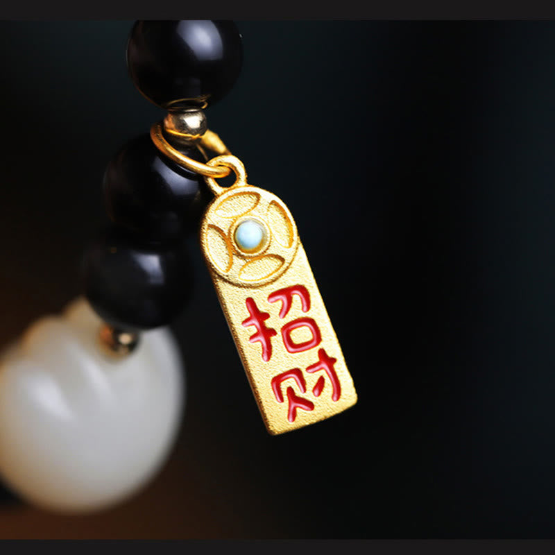 Black Obsidian Cat Paw Bodhi Seed Lucky Fortune Charm Purification Bracelet