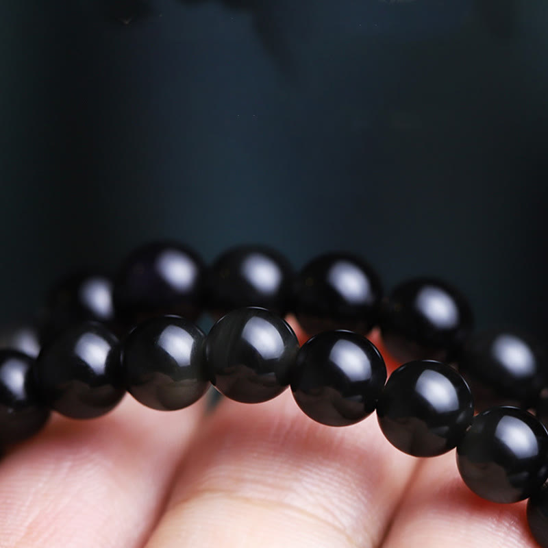 Black Obsidian Cat Paw Bodhi Seed Lucky Fortune Charm Purification Bracelet