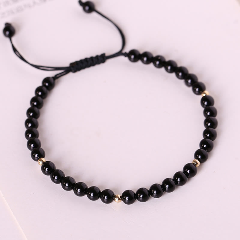 Small Black Obsidian Beads Fulfillment Rope Bracelet