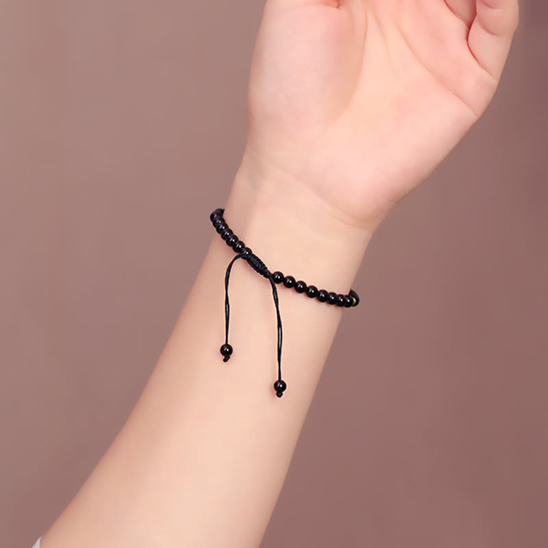Small Black Obsidian Beads Fulfillment Rope Bracelet