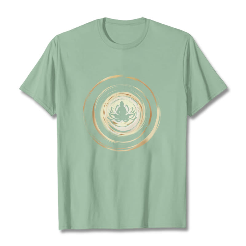 Soft Cotton Crew Neck Lotus Buddha Meditation Tee
