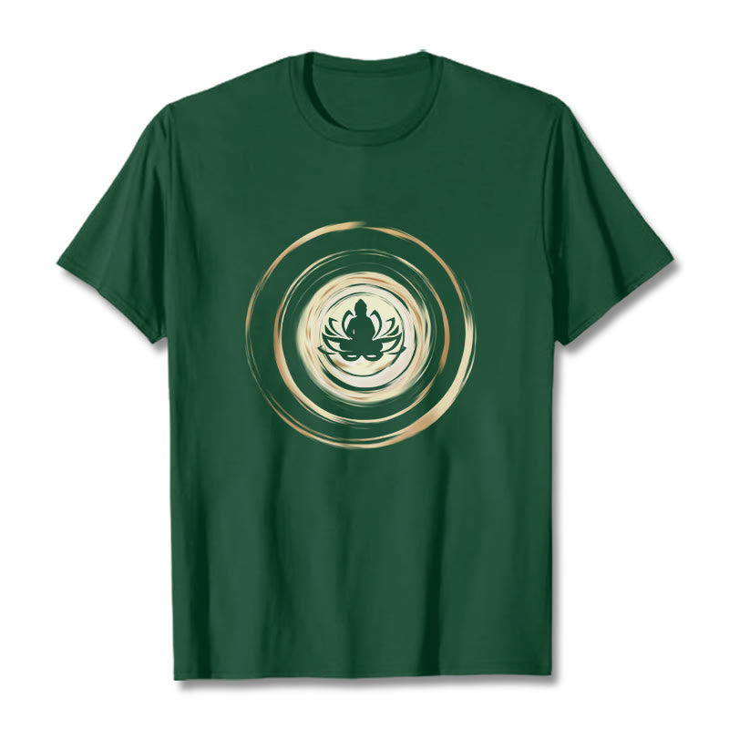 Soft Cotton Crew Neck Lotus Buddha Meditation Tee