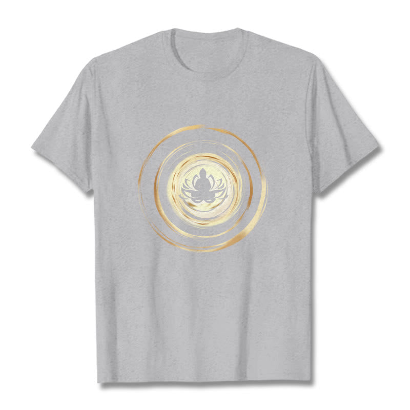 Soft Cotton Crew Neck Lotus Buddha Meditation Tee